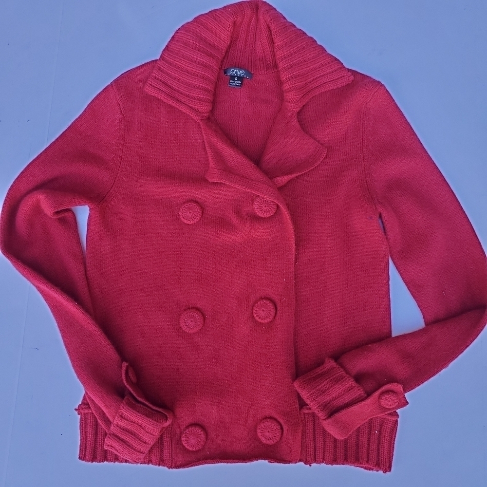 Prive Cashmere Cardigan Small button front rust